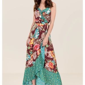 Francescas maxi wrap dress with ruffle top